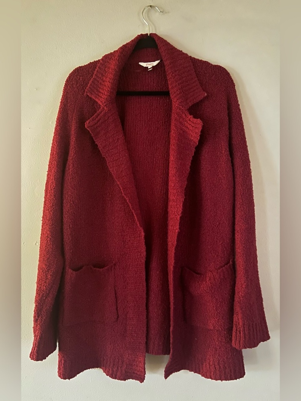Candie's Deep Red Open-Front Women's Cardigan Sweater